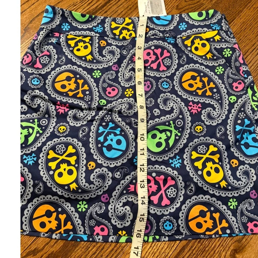 NEW Loudmouth | Women's Golf Skort Rainbow Paisley Skull Jolly Roger Sz‎ 2
